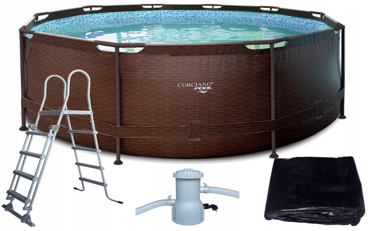 RACK GARDEN POOL 360 x 100CM CORCIANO WITH LADDER AND PUMP Brand no brand