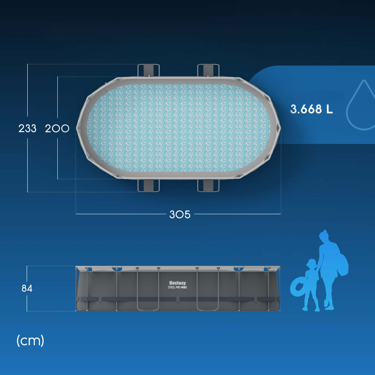 RACK POOL BESTWAY WITH PUMP POWER STEEL 200x305x84cm Manufacturer code 5614A-17w1