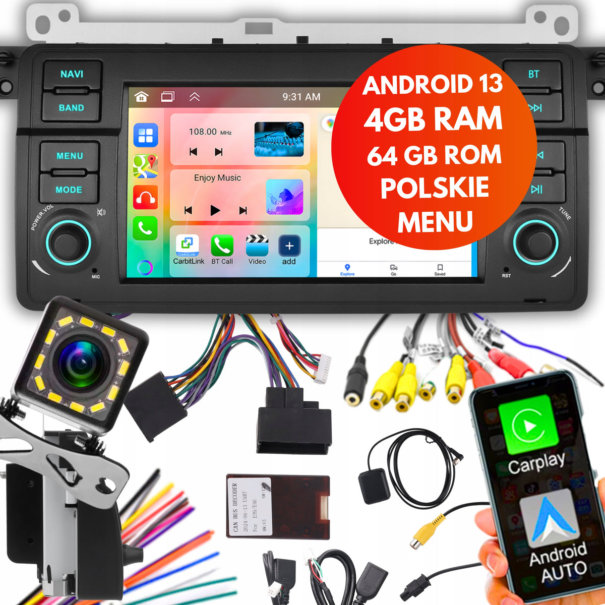 RADIO 4GB/64GB BMW 3 E46 ANDROID GPS WIFI BLUETOOTH CARPLAY NAVIGATION RDS