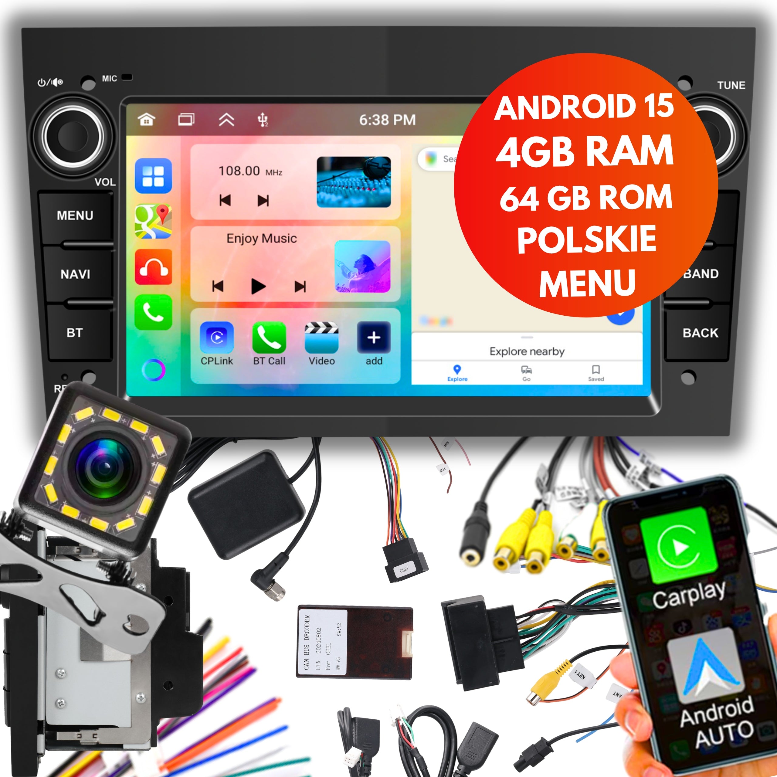 RADIO 4GB/64GB OPEL ZAFIRA ASTRA VIVARO MERIVA SIGNUM ANDROID 15 BT