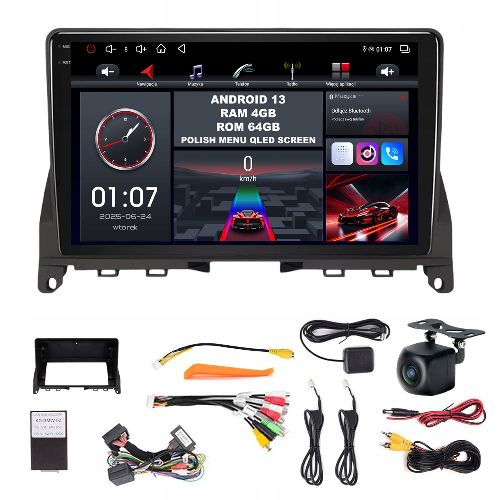 RADIO ANDROID 13 MERCEDES W204 2007-2010 ANDROID AUTO CARPLAY WIFI 4GB/64GB