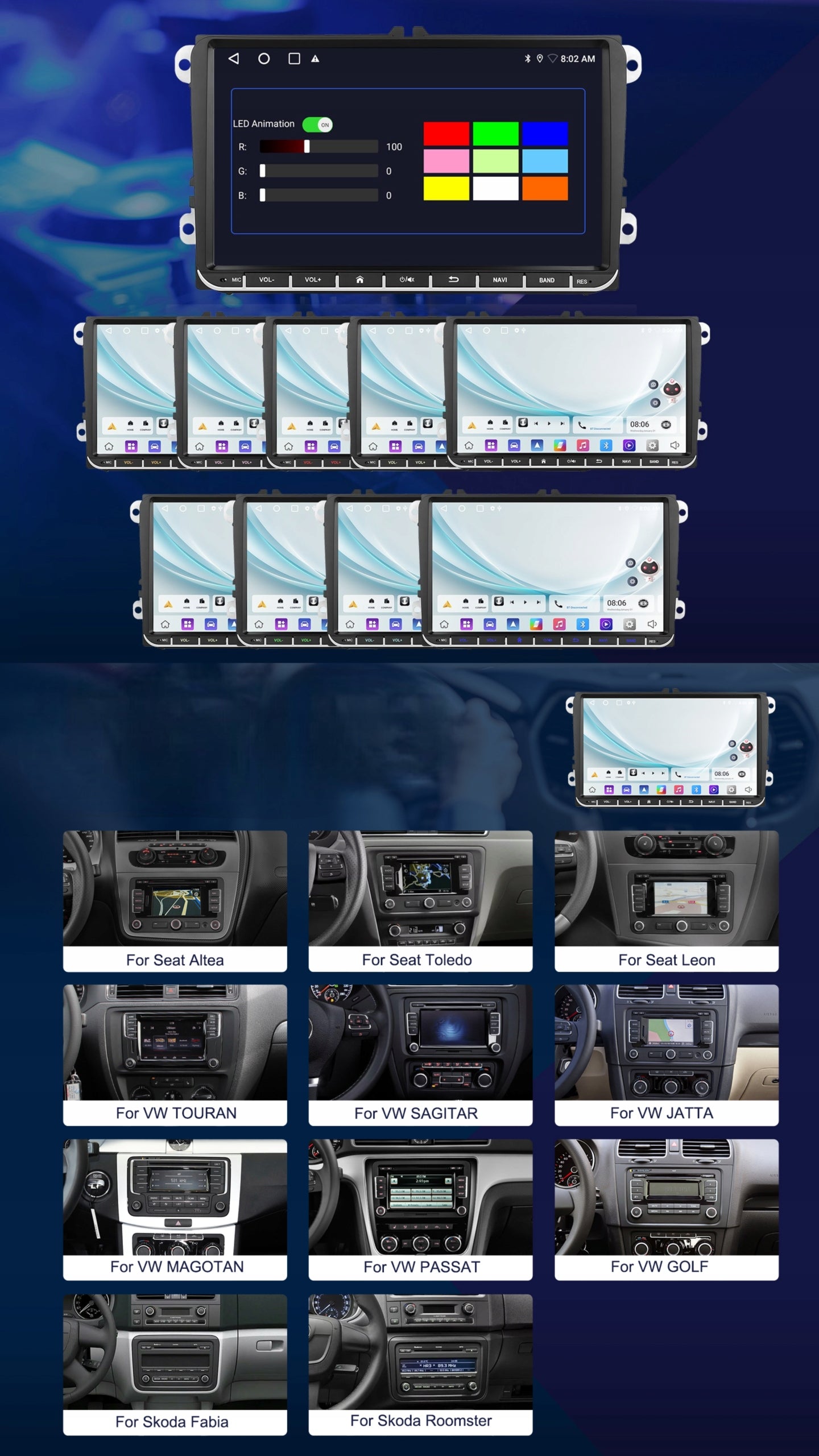 RADIO ANDROID CARPLAY VW PASSAT B6 B7 GOLF 5 V 6 VI TIGUAN CADDY SKODA BT Packaging status original