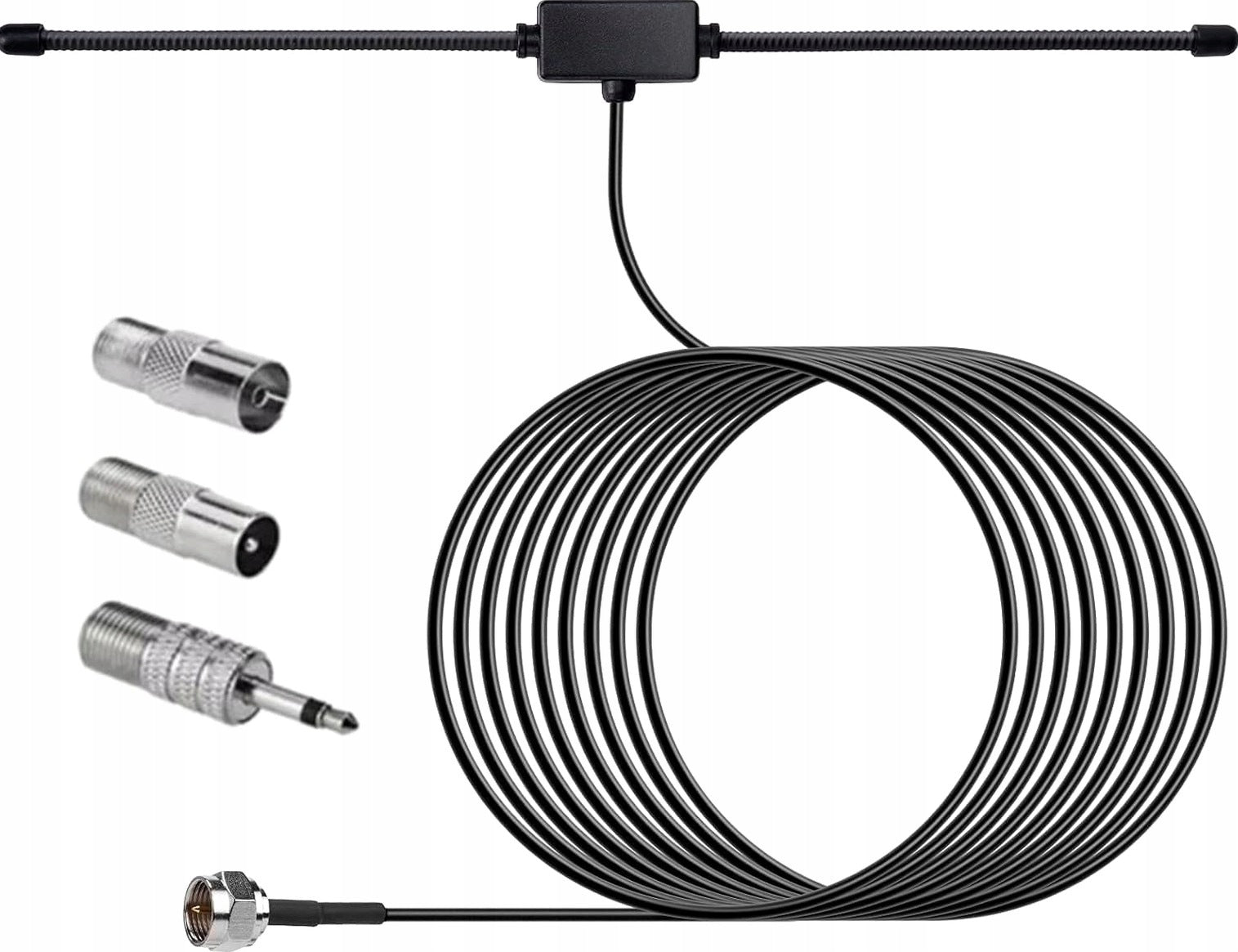 RADIO ANTENNA DAB FM DIPOLE CABLE 3M MULTIPLE ADAPTERS SIGNAL RECEPTION