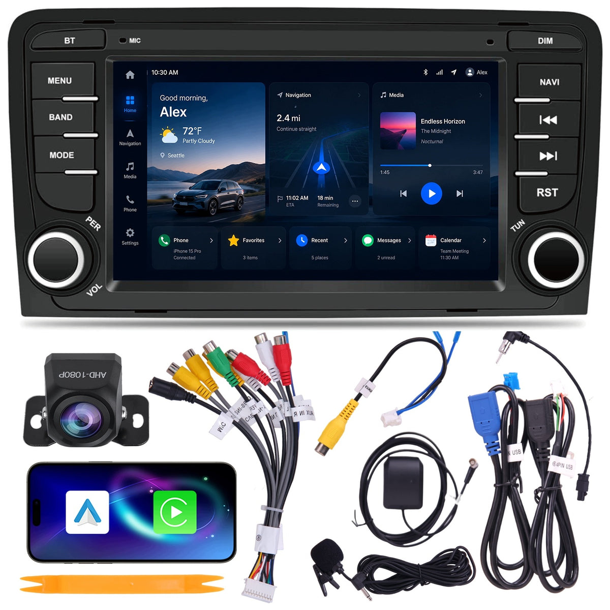 RADIO AUDI A3 2003-2012 7" ANDROID 15 4+64GB CARPLAY WIFI 6 + AHD CAMERA