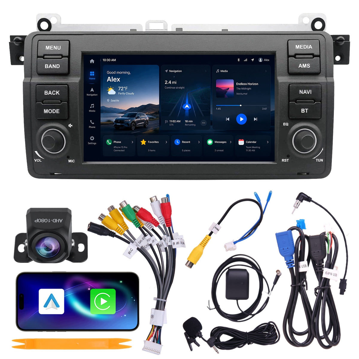 RADIO BMW 3 E46 1998-2005 7" ANDROID 15 4+64GB CARPLAY WIFI 6 + CAMERA AHD