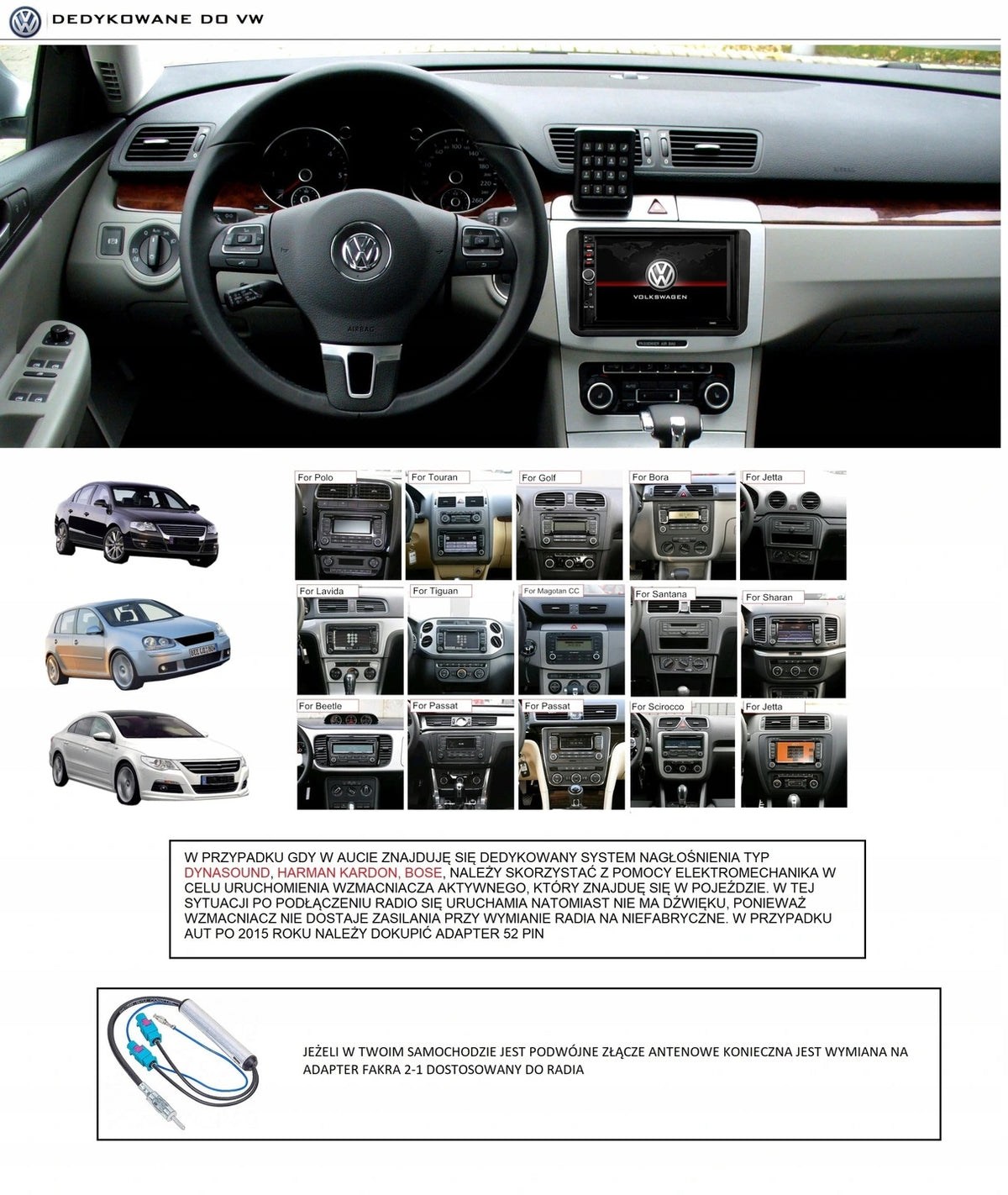 RADIO CARPLAY ANDROID AUTO VW PASSAT B6 B7 GOLF 5 6 TOURAN POLO BORA Model ZESTAW 7880S VW SKODA SEAT