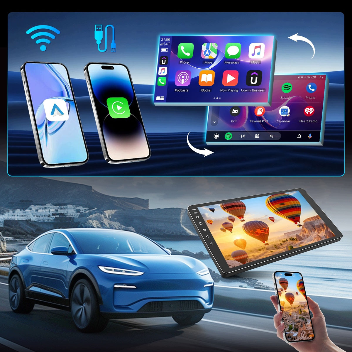 RADIO FIAT 500 2007-2015 9" ANDROID 15 4+64GB CARPLAY WIFI GPS + AHD CAMERA Packaging status original