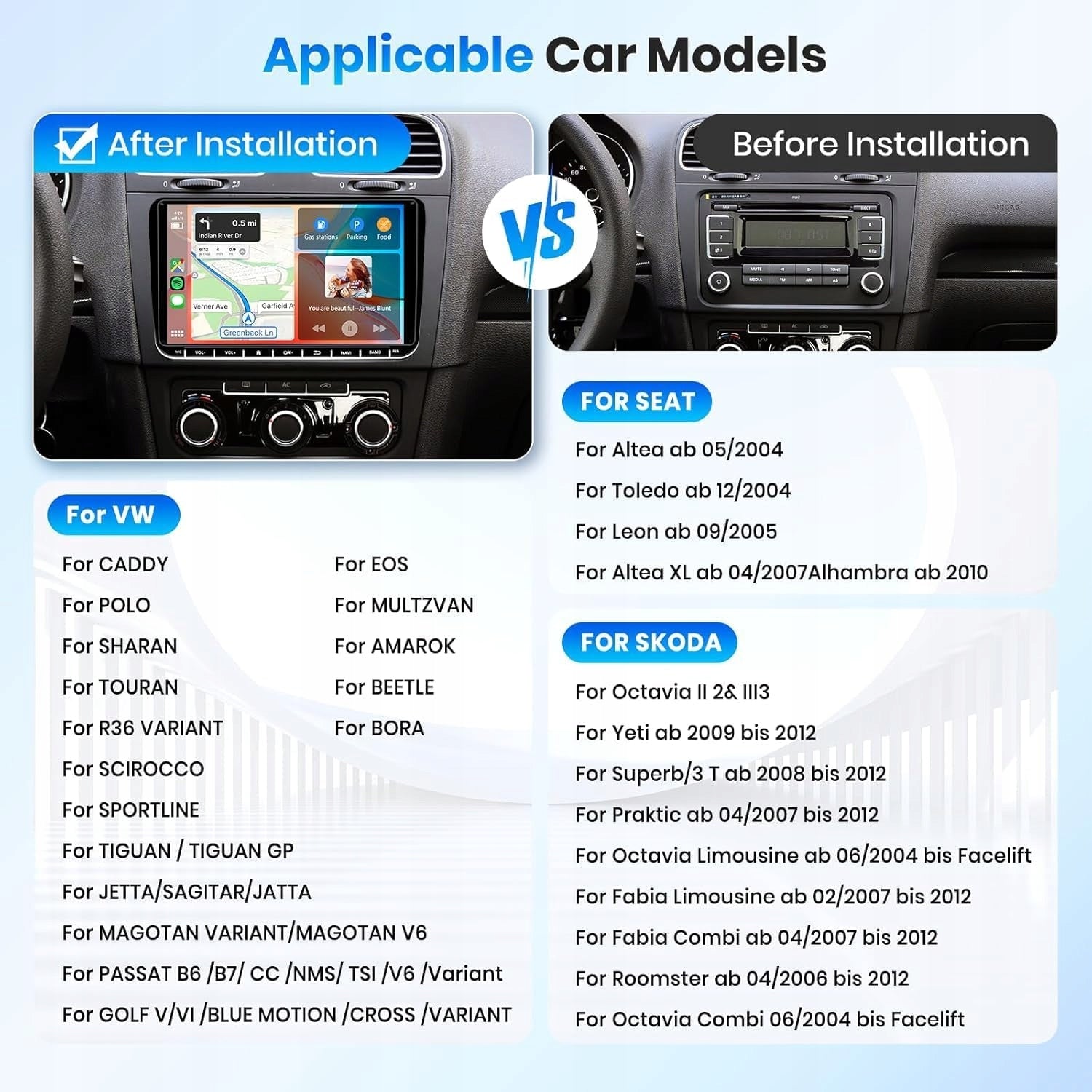 RADIO FOR VOLKSWAGEN SEAT SKODA VW PASSAT B6 B7 GOLF 5 V 6 VI ANDROID WIFI Brand ALLNOEL