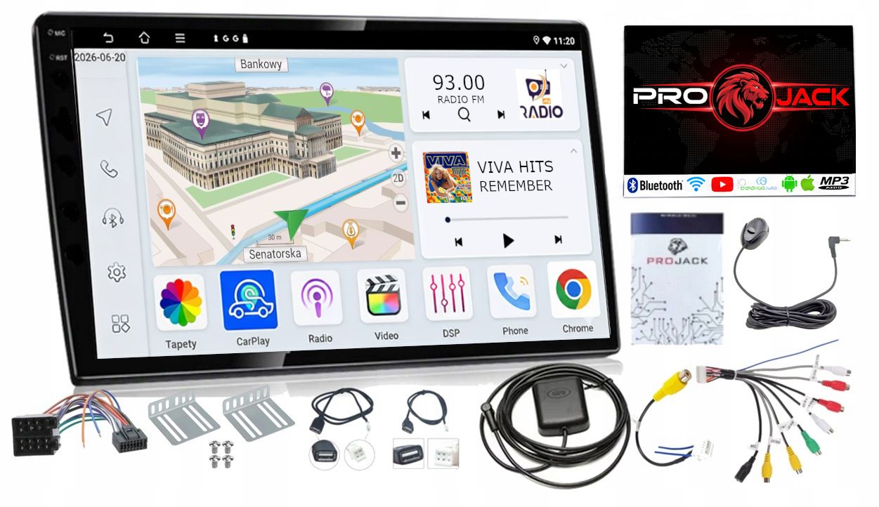RADIO GPS 9 INCHES 2 DIN ANDROID CARPLAY WIFI BT MP3 USB 4/64GB QLED