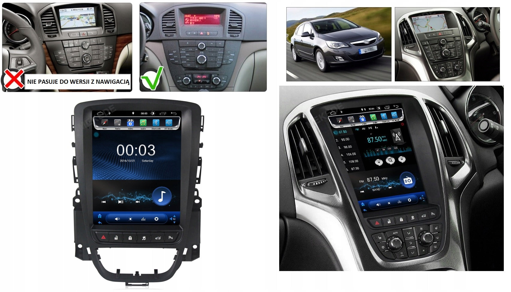 RADIO NAVIGATION ANDROID OPEL ASTRA J 2009-15 USB WIFI BLUETOOTH 6GB 128GB Brand Projack