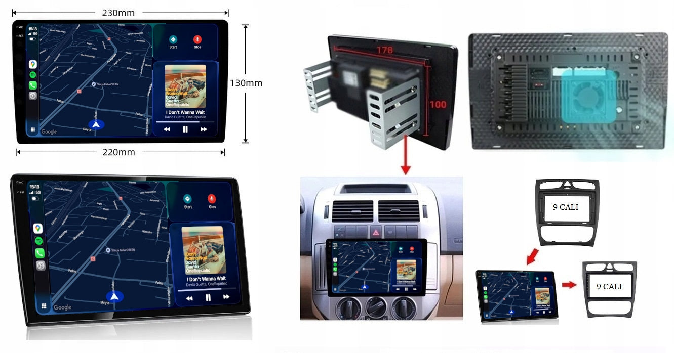 RADIO NAVIGATION CARPLAY 9 INCHES 2 DIN GPS ANDROID WIFI 8GB 256GB SIM QLED Manufacturer code A800 A18