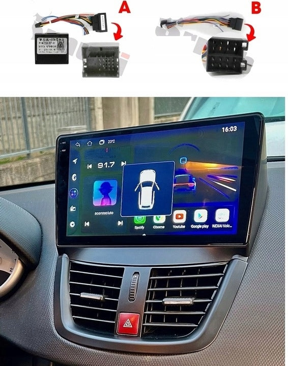 RADIO NAVIGATION GPS PEUGEOT 207 2006-12 WIFI CARPLAY USB 4GB 64GB Model Q8 9001 2GB 64GB 0126 9"