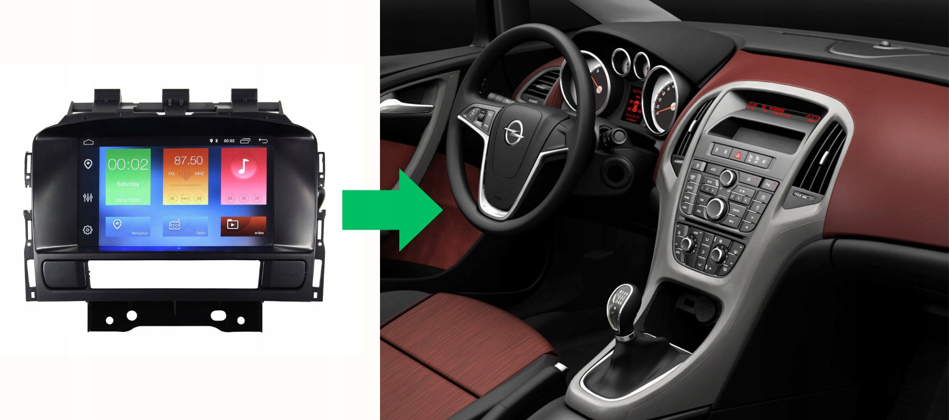 RADIO NAVIGATION OPEL ASTRA J 2009-2019 ANDROID CARPLAY 2/64 GB Manufacturer code FR7 2/32 RDS1 BU 061S #1