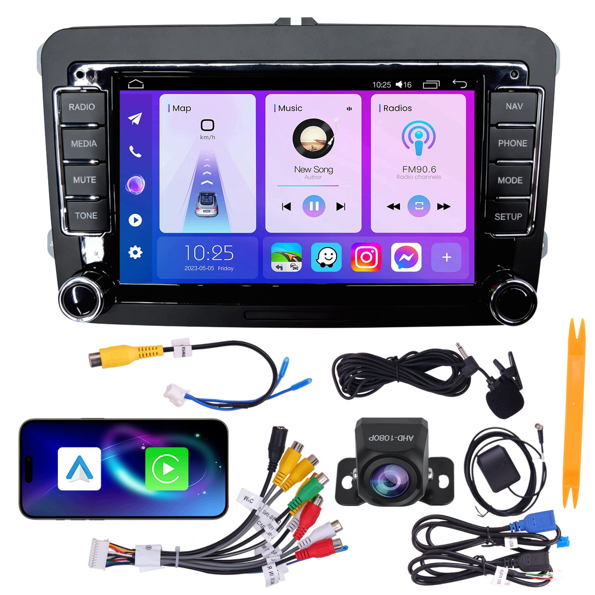 RADIO NAVIGATION VW SKODA SEAT 7" ANDROID 15 4+64GB WIFI 6 CARPLAY + CAMERA