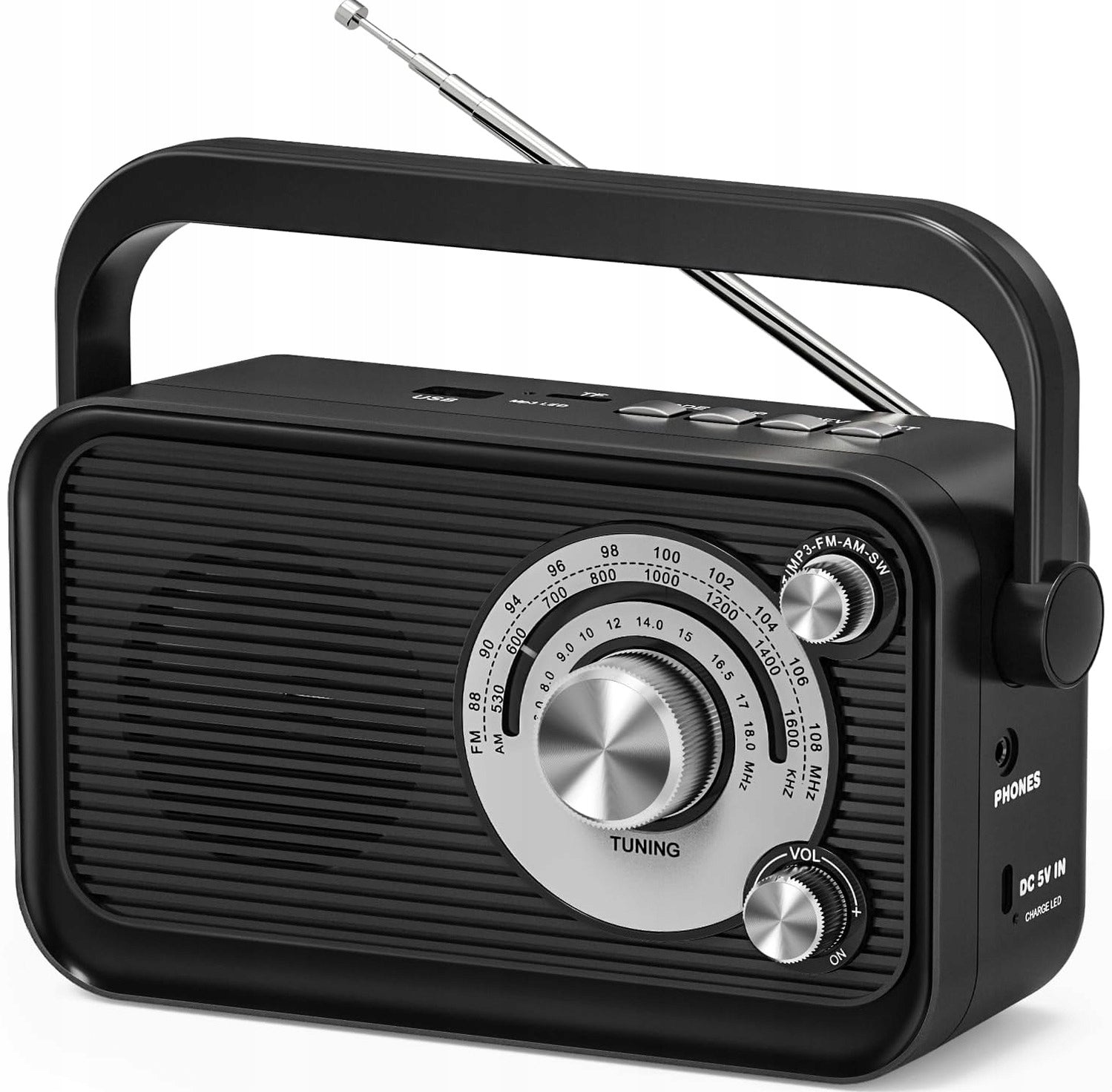RADIO PORTABLE BLUETOOTH BATTERY MP3 PLAYER FM AM SW USB CARD