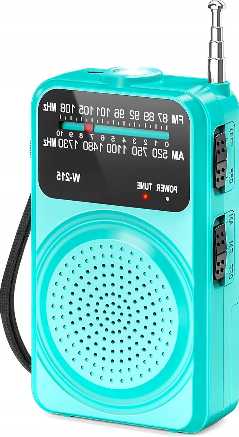 RADIO TURQUOISE PORTABLE ANALOG BATTERIES HOUSE CAMPING FM AM