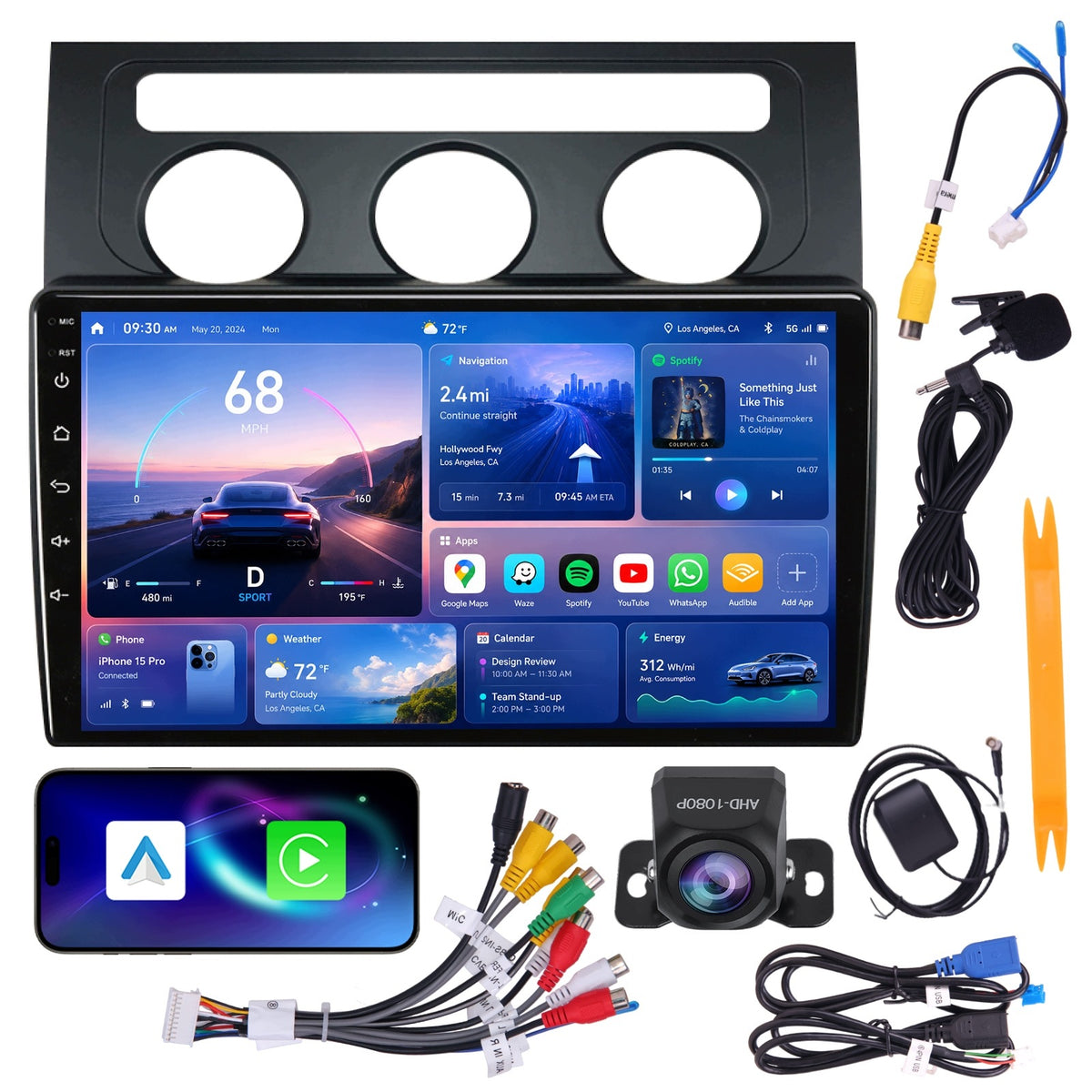 RADIO VW TOURAN 2003-2010 10" ANDROID 15 4+64GB CARPLAY WIFI + AHD CAMERA