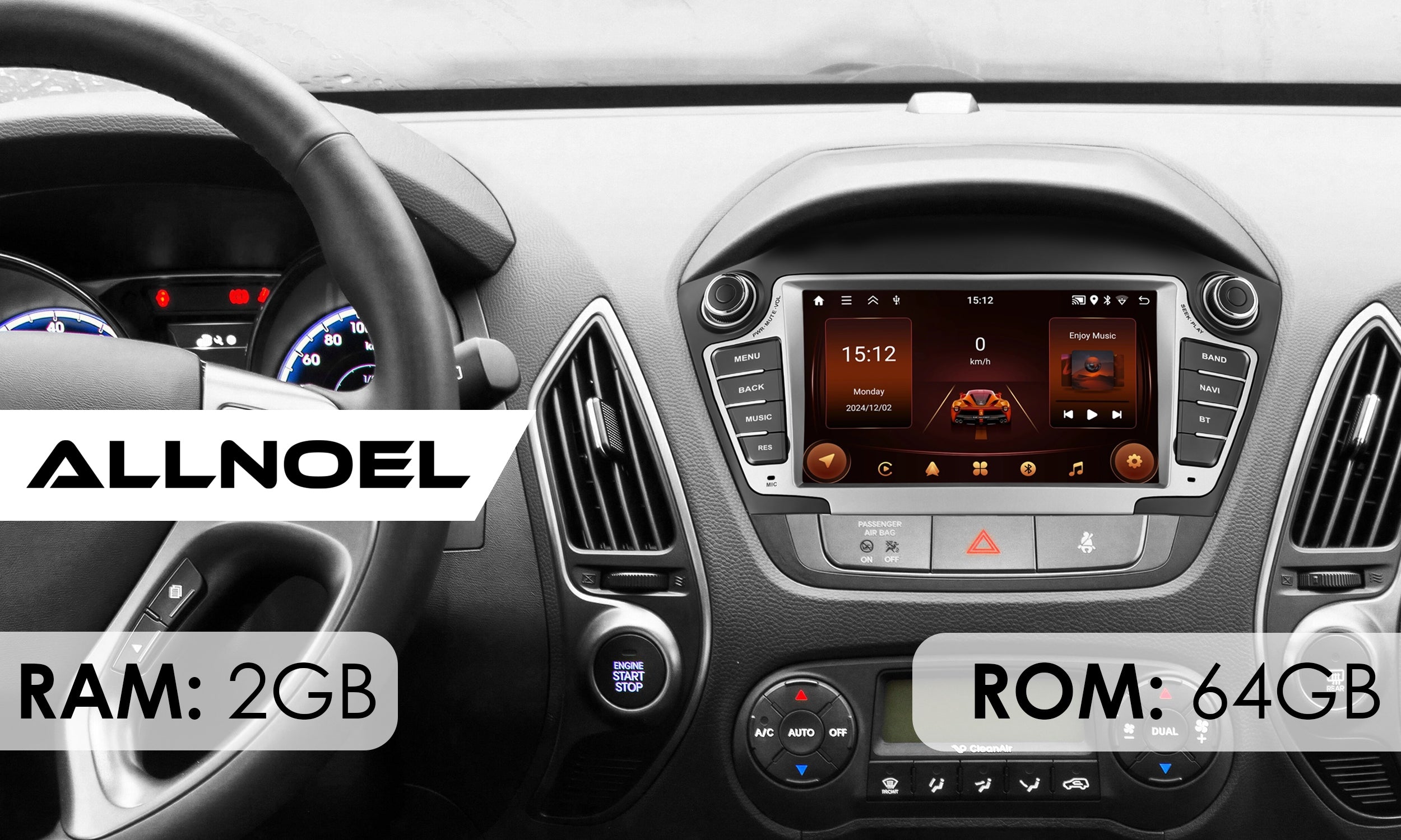 RADIO for Hyundai Tucson IX35 2009-2015 CarPlay Android 15 GPS WiFi FM 2 GB Manufacturer code Radio do Hyundai 2GB RAM / Android 15