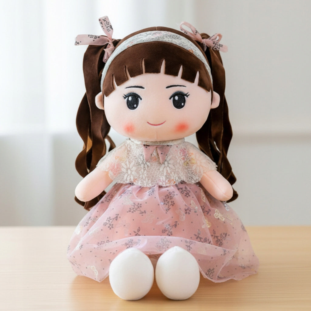 RAG DOLL PLUSH DOLL TOY CUDDLY GIRL IN DRESS Brand Meridian