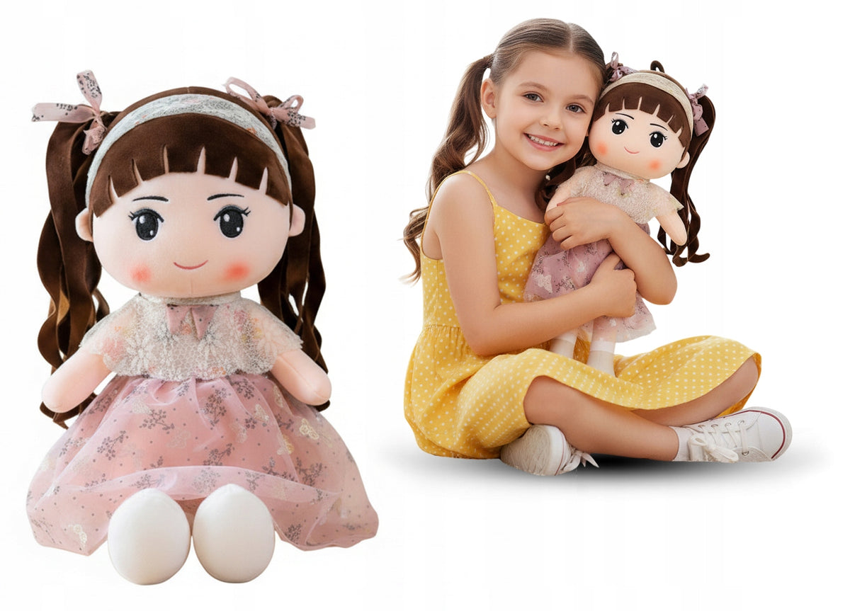 RAG DOLL PLUSH DOLL TOY CUDDLY GIRL IN DRESS