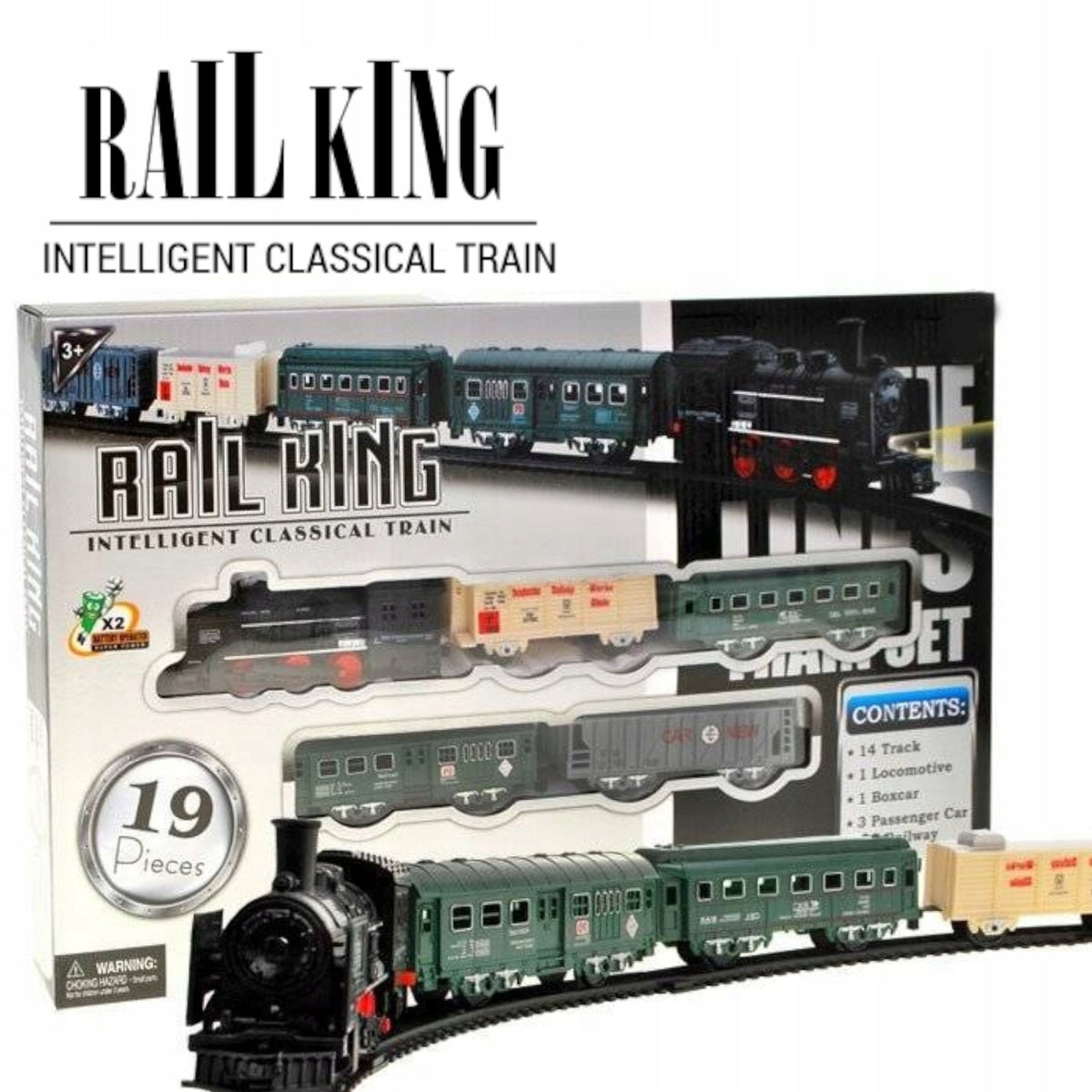 RAIL KING QUEUE ELECTRIC STEAM LOCOMOTIVE WAGONS BABY TOY RC RC0355