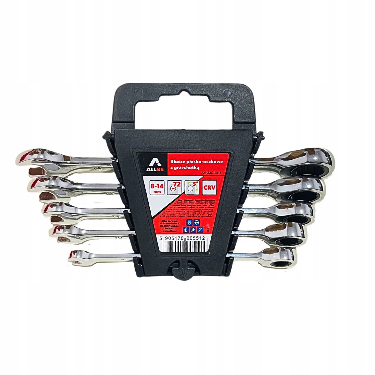 RATCHETING FLAT EYE WRENCHES 8, 10, 11, 13, 14MM WRENCH SET 5EL Manufacturer code KLUCZE PŁASKO OCZKOWE Z GRZECHOTKĄ 8-14MM