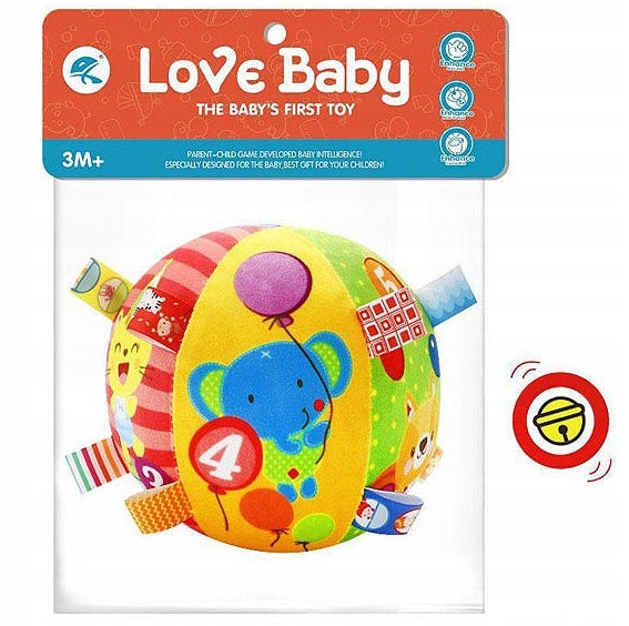 RATTLE BALL 15CM PLUSH SOFT WITH RATTLE BELL Packaging status original