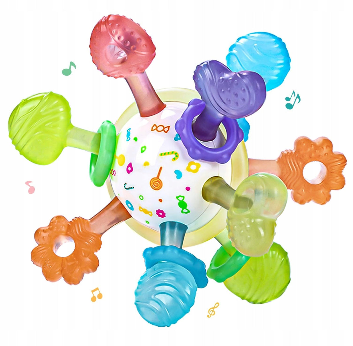 RATTLE SENSORY TEETHER COLORFUL ROTATING TABS MONTESSORI Brand no brand