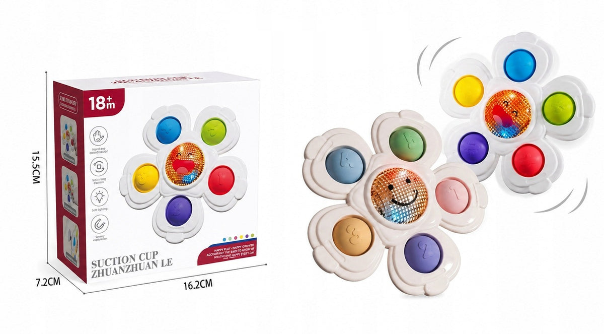 RATTLE SPINNER FLOWER SUCTION CUP LIGHT TOY 18M+