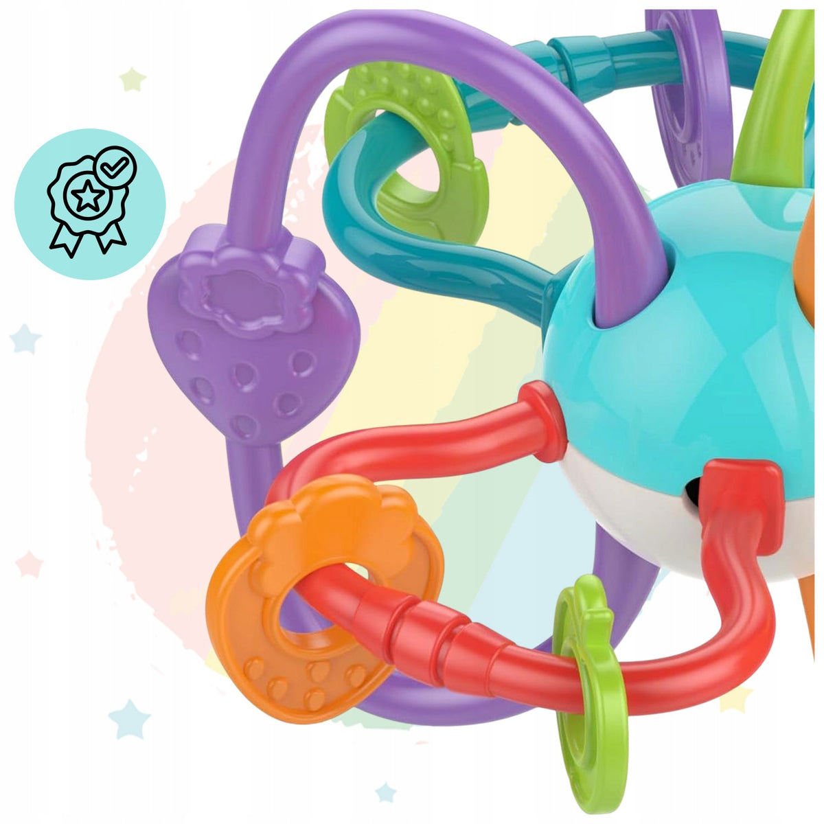 RATTLE TEETHER 2IN1 SENSORY TOY SPIRAL SOFT COLORFUL COSMOS EAN (GTIN) 5905982056005