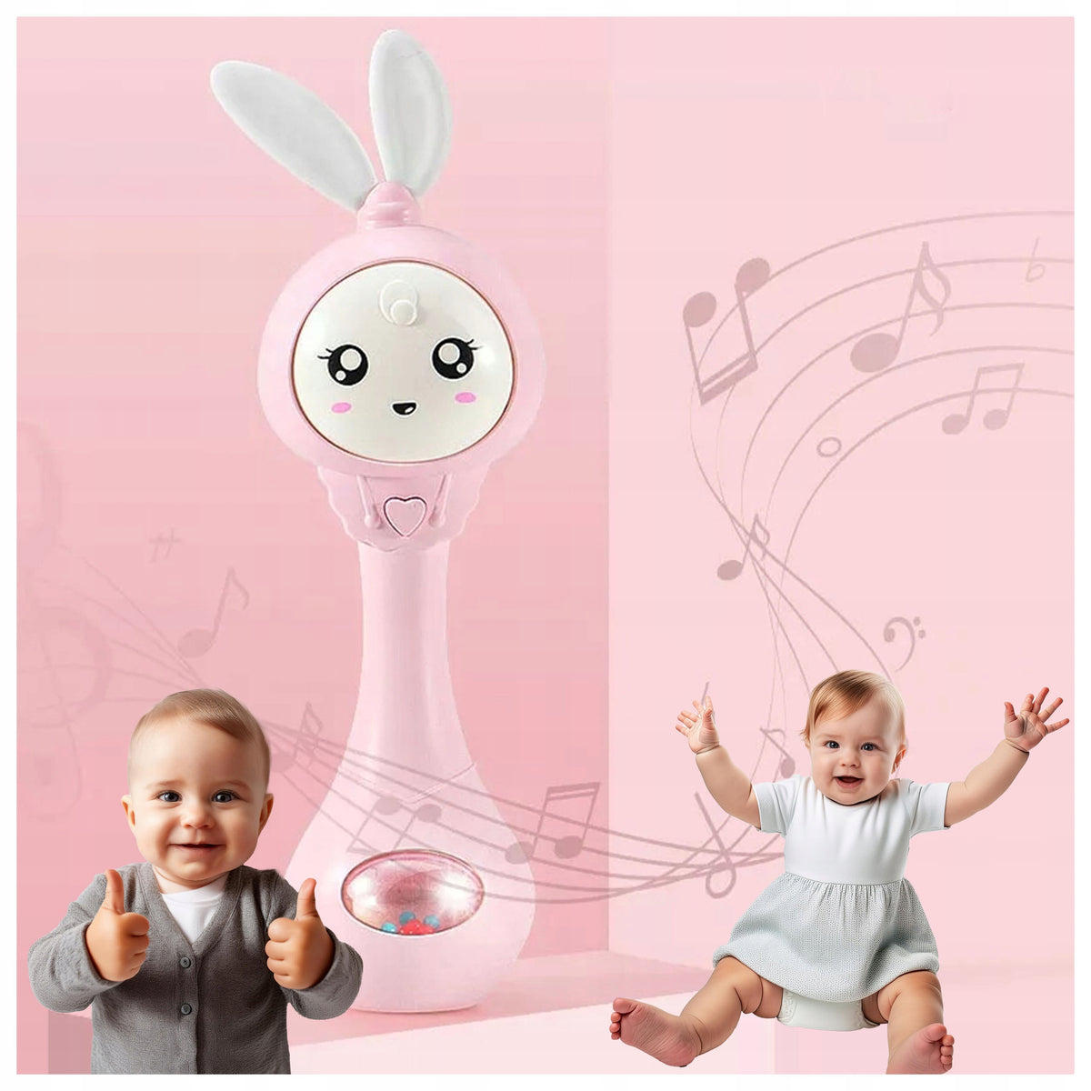 RATTLE TEETHER FOR BABIES CHILDREN TOY RABBIT INTERACTIVE