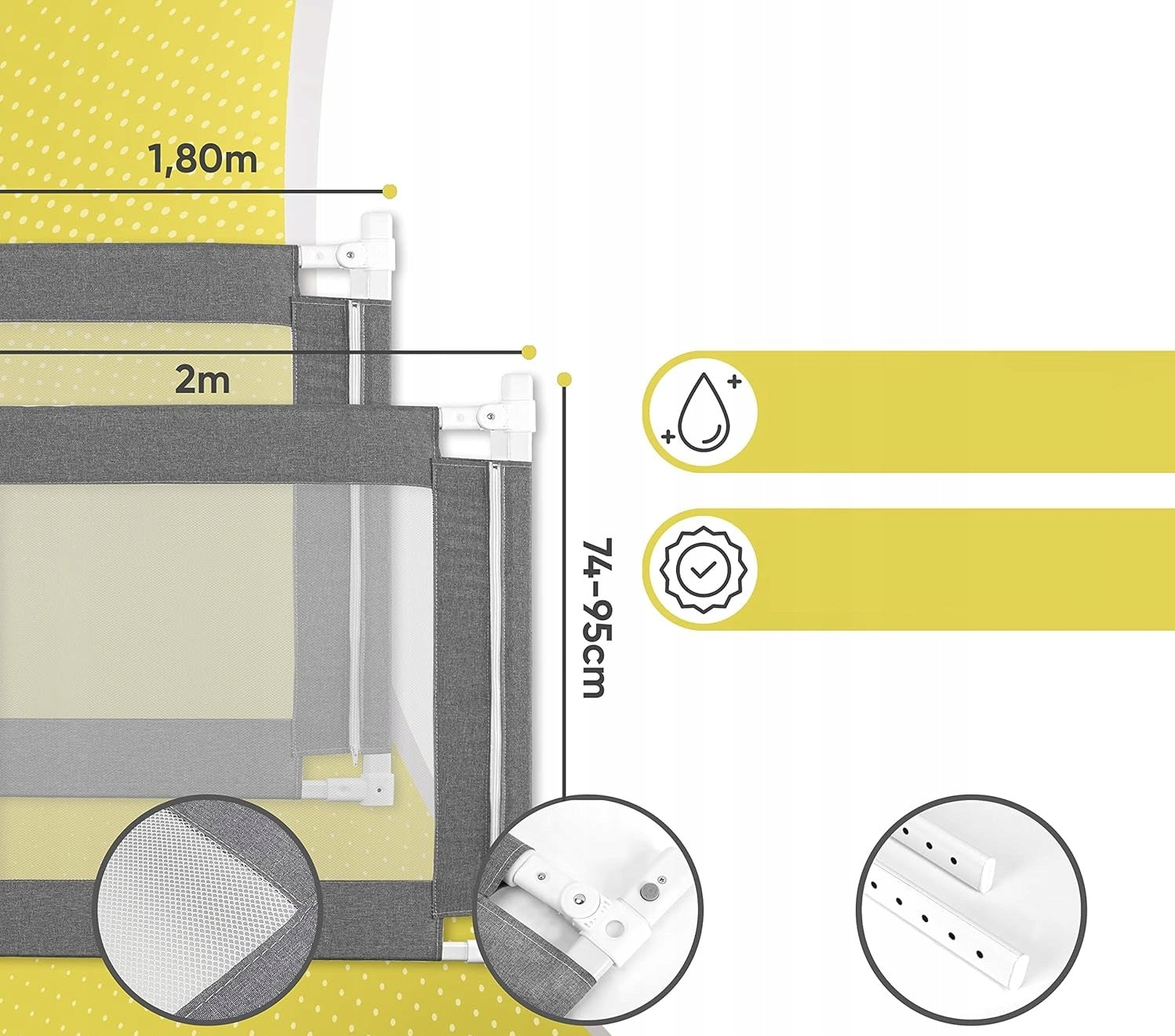 RAWVEL PROTECTIVE BARRIER FOR BED 180 CM GREY Manufacturer code B09RXQ5V2Q