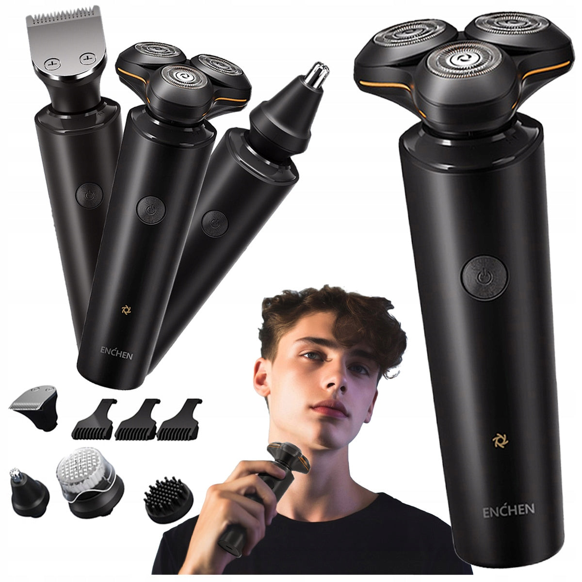 RAZOR SHAVER TRIMMER MASSAGER BRUSH ENCHEN X8S-C 5in1