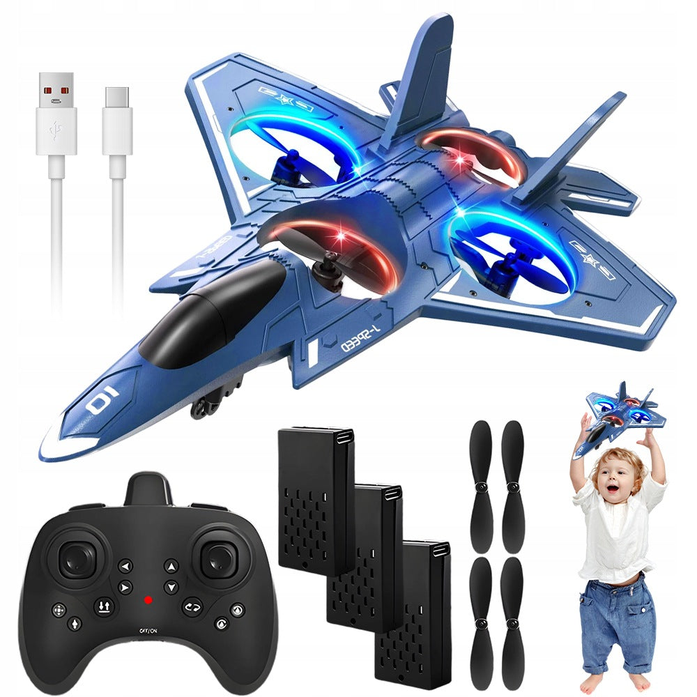 RC Airplane BEDEE For Beginners 2.4GHz 360° Flip With LED And 3 Batteries