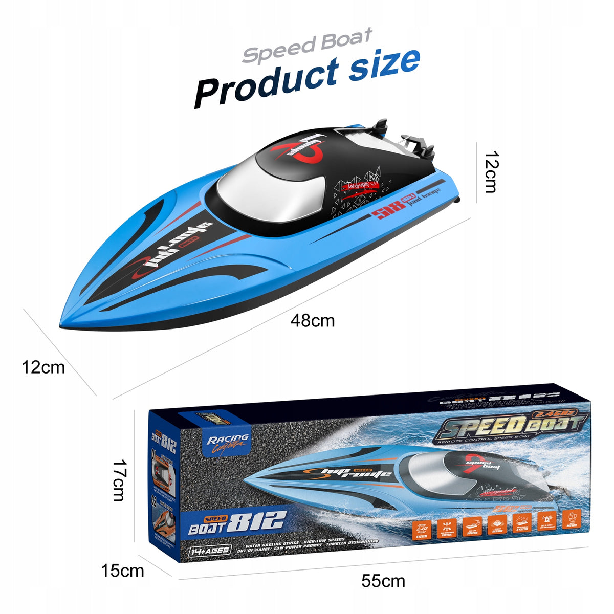 RC Boat 40km/h Remote Controlled Racing Boat Motorboat Orange Brand Arhatreya
