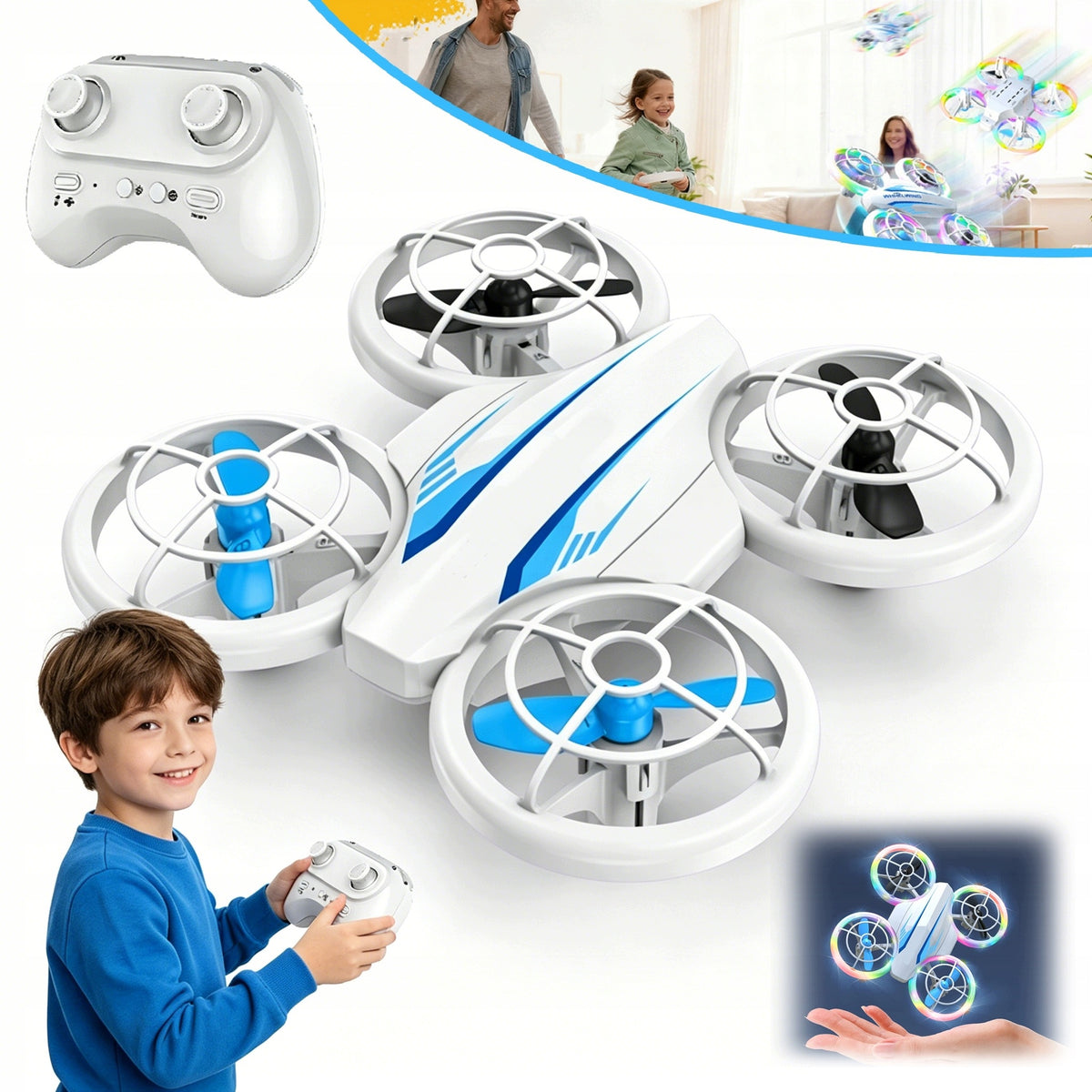 RC DRONE FOR KIDS AND ADULTS, OCTOCOPTER RC TOYS WITH COOL LIGHTING