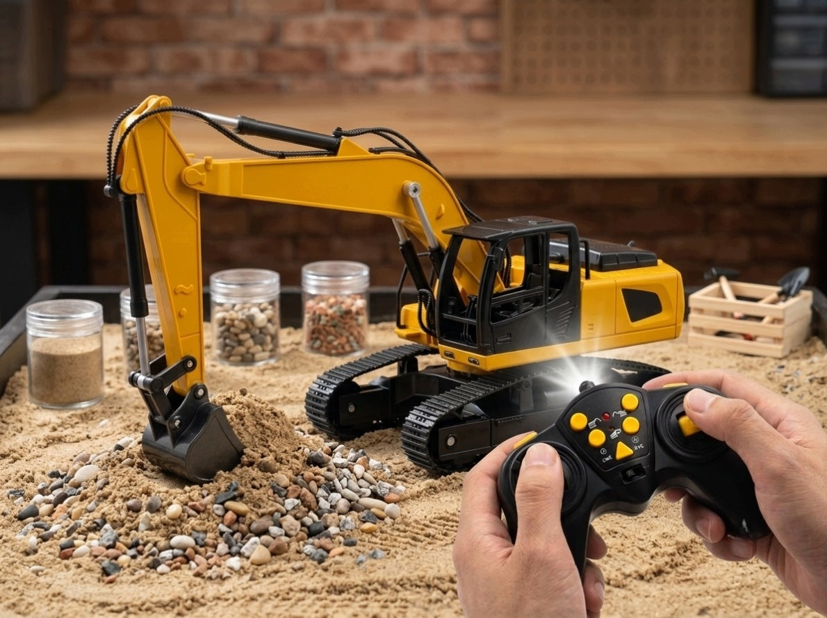 RC EXCAVATOR REMOTE CONTROLLED 360° MOVABLE METAL BUCKET 2X BATTERIES Manufacturer code KOPARKA ZDALNIE STEROWANA BuildX Digger 2027