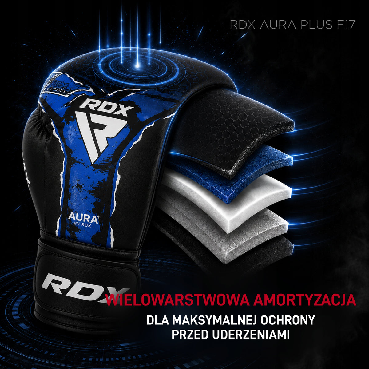 RDX BOXING GLOVES WITH VENTILATED HAND FOR SPARRING AND TRAINING 12 OZ Manufacturer code BGR-F17BU-12OZ