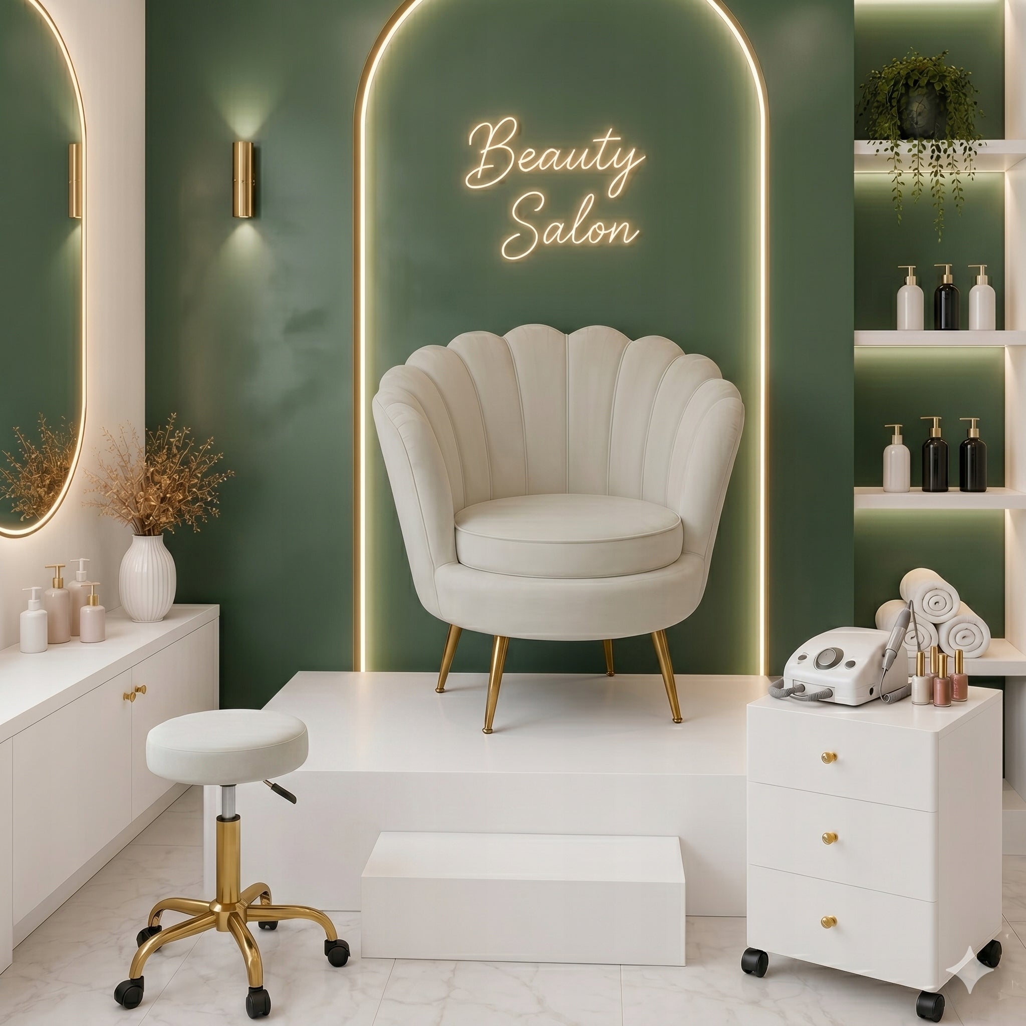 READY STAND PEDICURE SET PLATFORM ARMCHAIR CONTAINER WHITE MAT 120CM Packaging status original