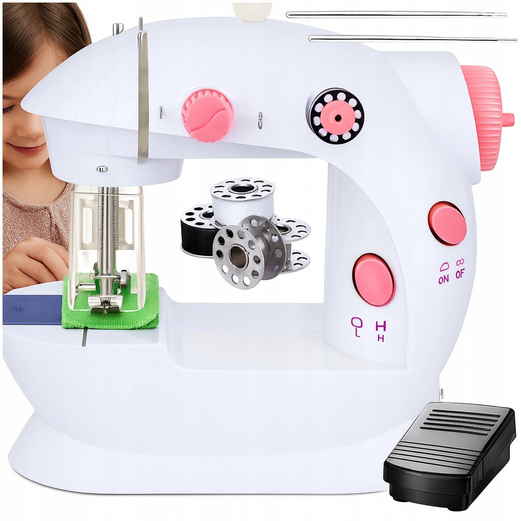 REAL SEWING MACHINE FOR CHILDREN WITH FINGER GUARD + THREAD NEEDLE LAMP