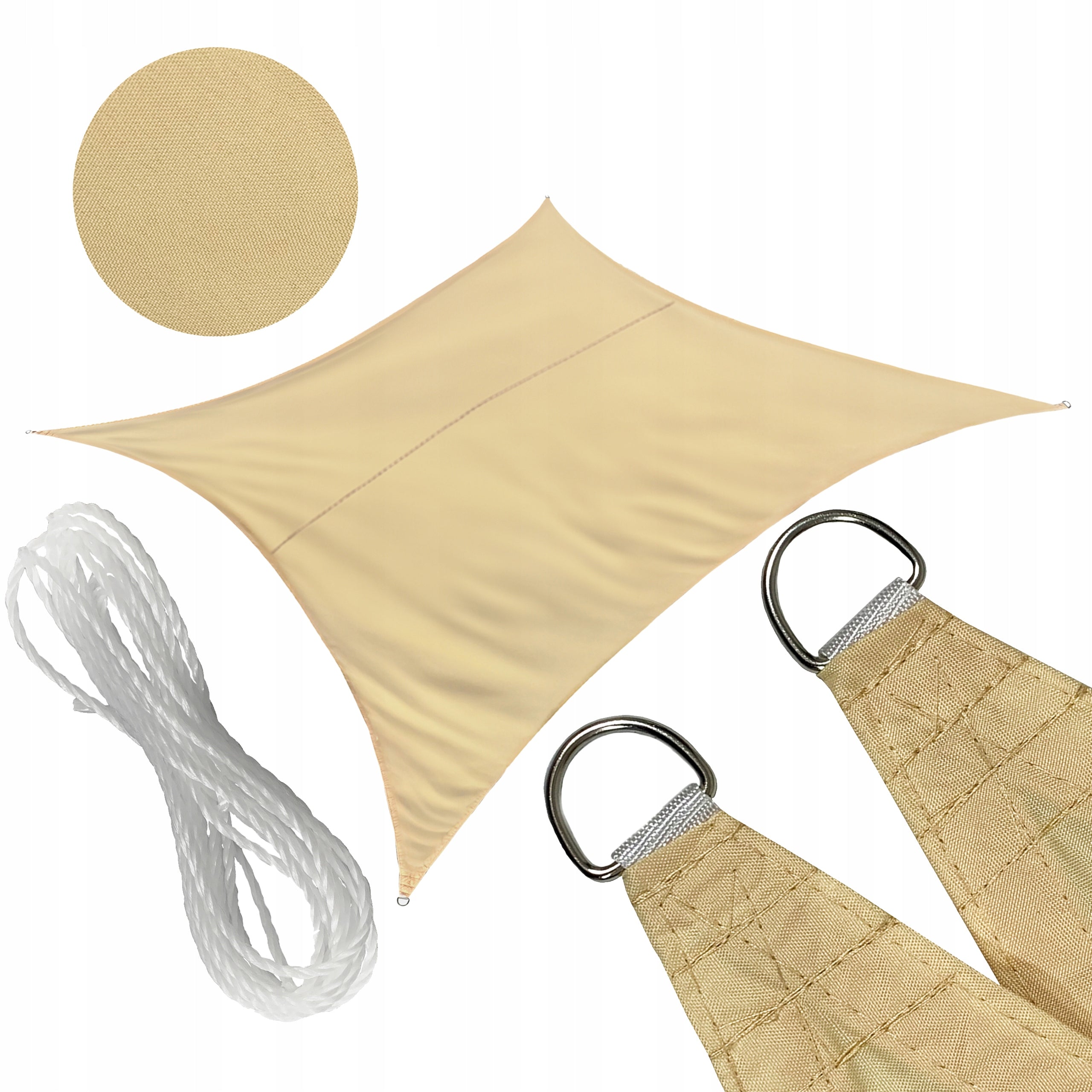 RECTANGULAR SOLAR SAIL, WATERPROOF UV, TERRACE AWNING, 4x3m, BEIGE