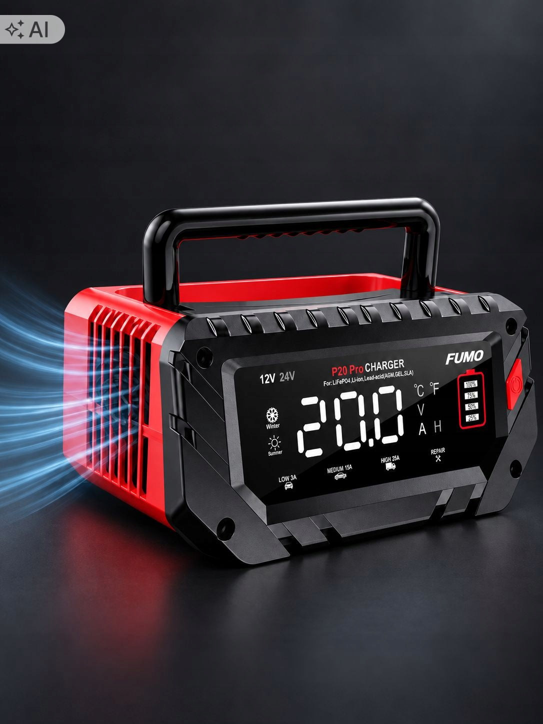RECTIFIER BATTERY CHARGER 12V 24V 20A REPAIR MODE AGM GEL LITHIUM Model P20 Pro
