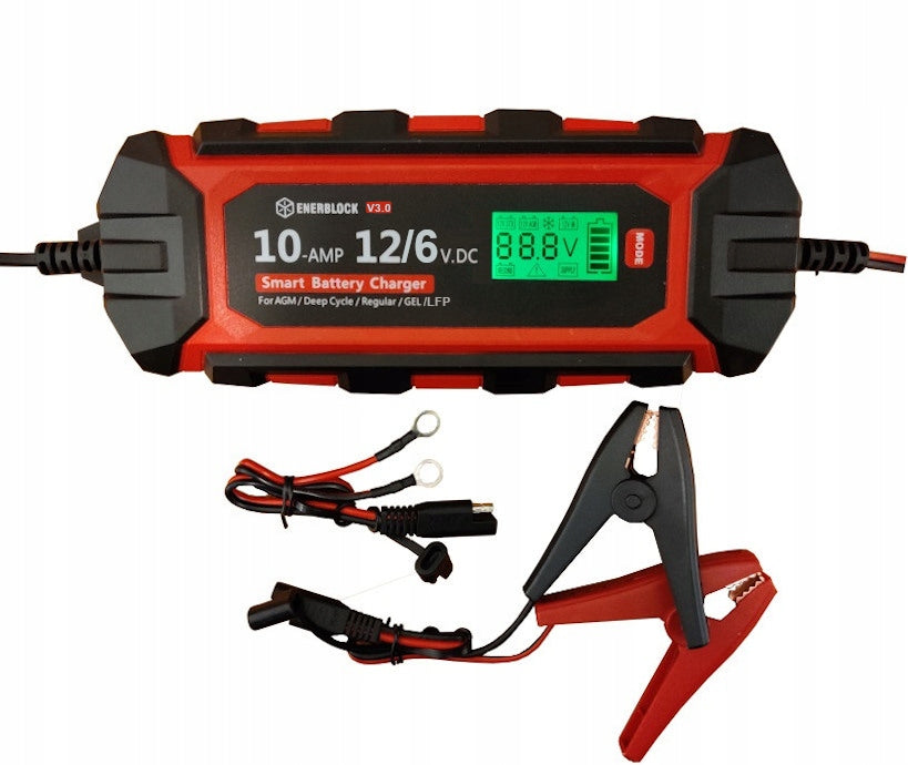 RECTIFIER CHARGER FOR GEL BATTERIES LiFePO4 GEL AGM 12V 6V 10A Packaging status original