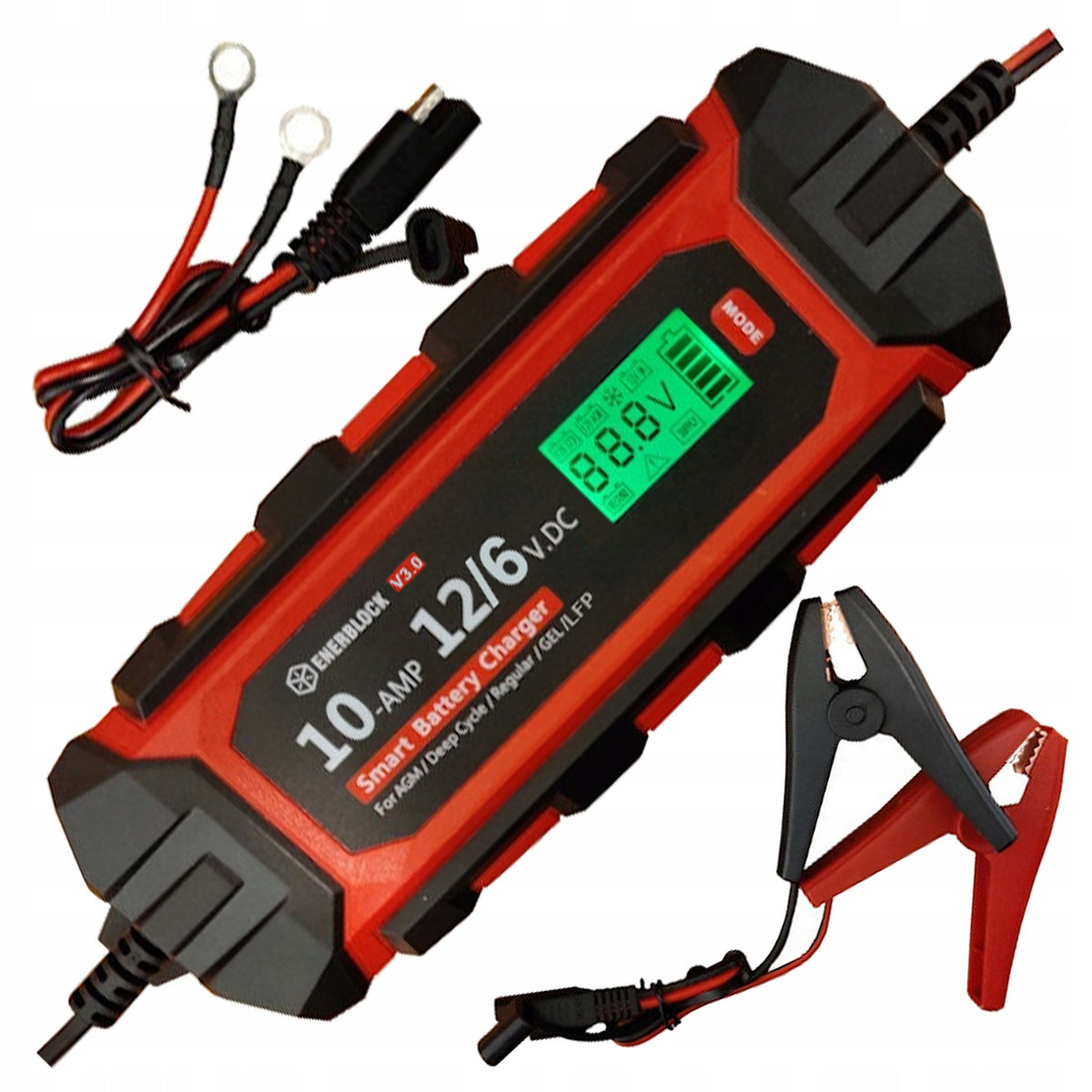 RECTIFIER CHARGER FOR GEL BATTERIES LiFePO4 GEL AGM 12V 6V 10A