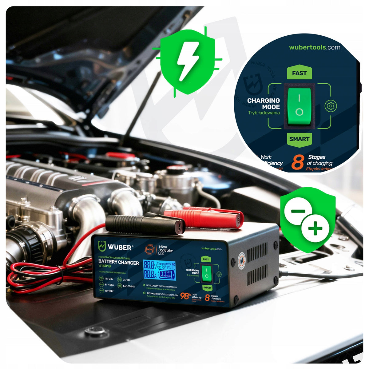 RECTIFIER FOR BATTERY 10A CAR 6-150AH FOR CHARGING 12V24V WUBER Packaging status original