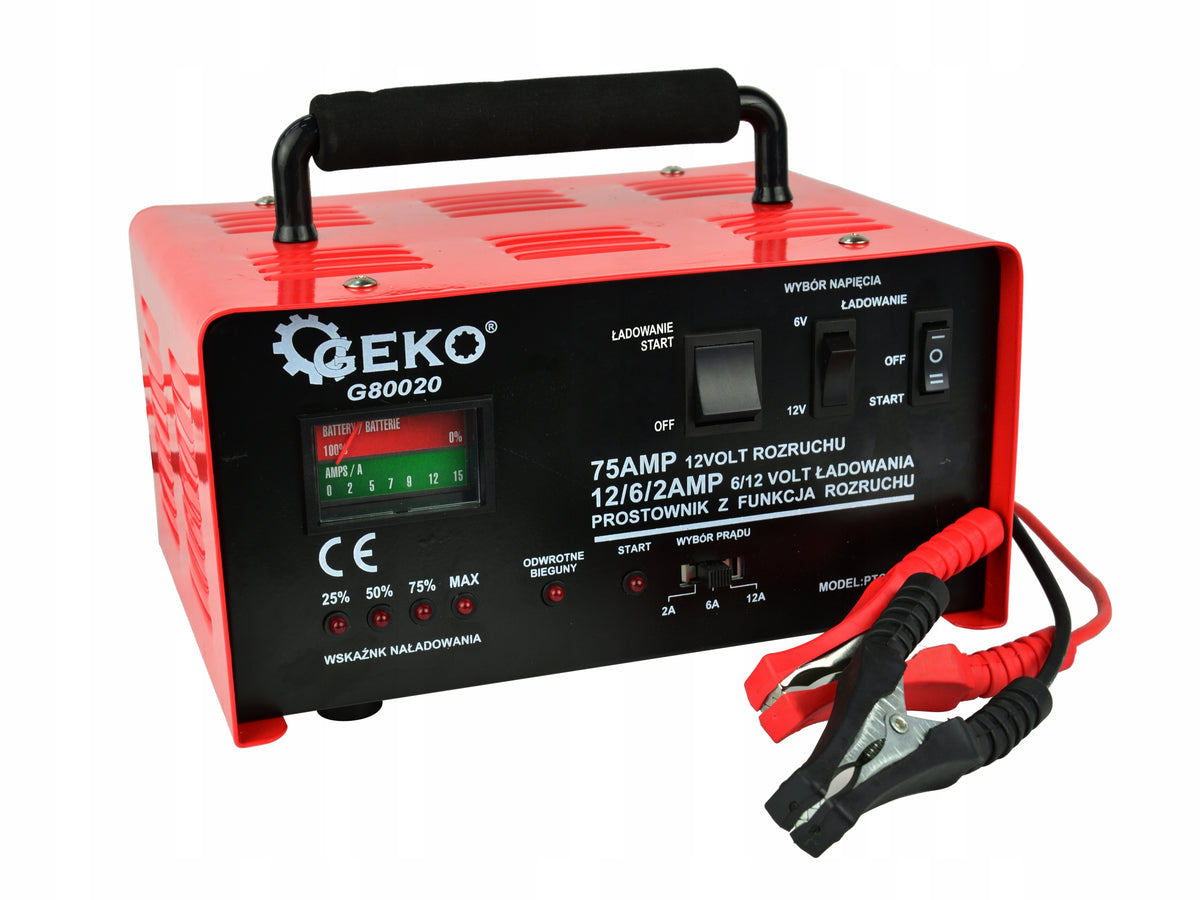 RECTIFIER WITH START CAR CHARGER STARTING TO CLAMP 75A 6V / 12V Brand Geko