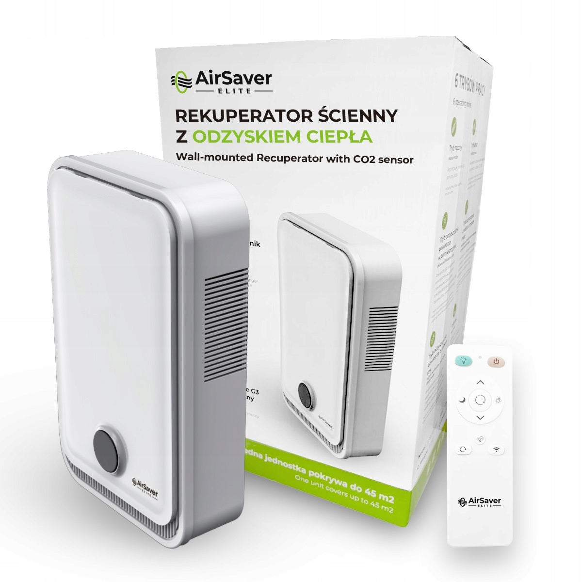 RECUPERATOR Wall Mounted Air Purifier With Heat Recovery AIRSAVER ELITE