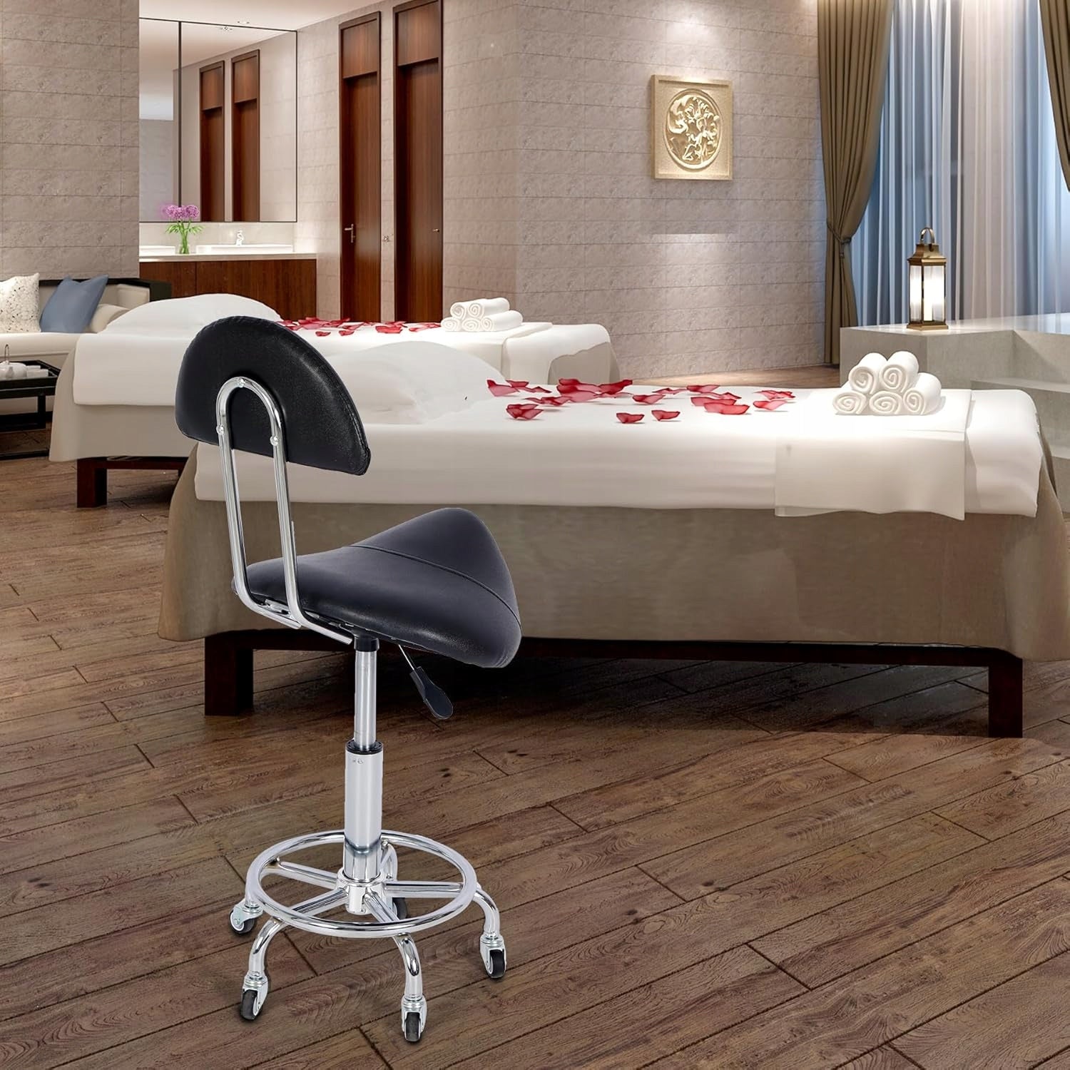 REDCAMP saddle stool with wheels and backrest load capacity 180 kg Manufacturer code 18915