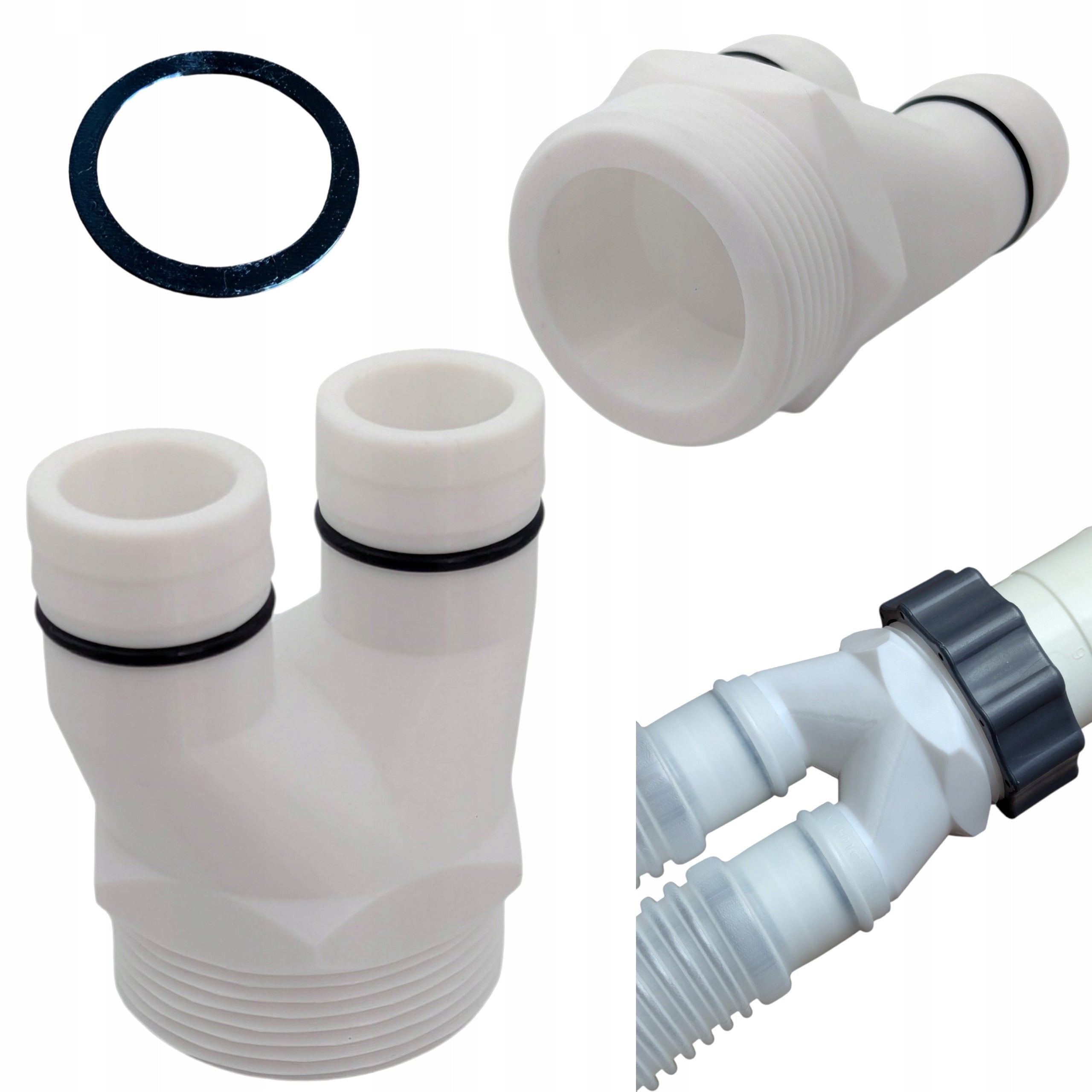 REDUCING TEE POOL PIPE HOSE Splitter 38mm THREAD 60mm and 32mm