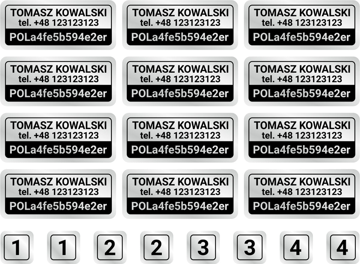 REFLECTIVE STICKERS FOR MINI DRONE WITH OPERATOR NUMBER